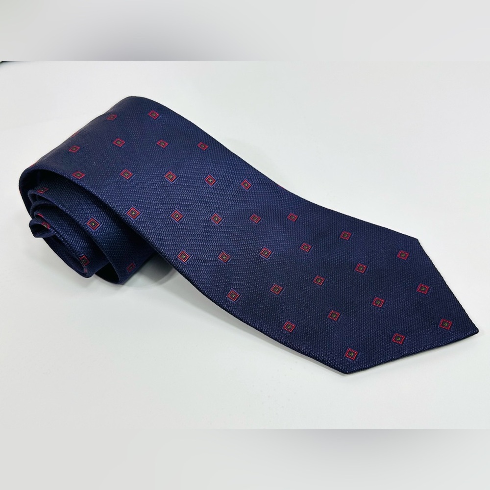 Venanzi Mens All Silk Tie Geometric Purple Red Navy.